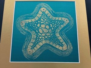 Starfish Handprinted Lino Framed Print
