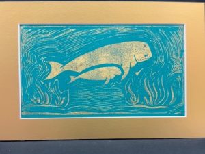 Apu Kaz Handprinted Lino Framed Print